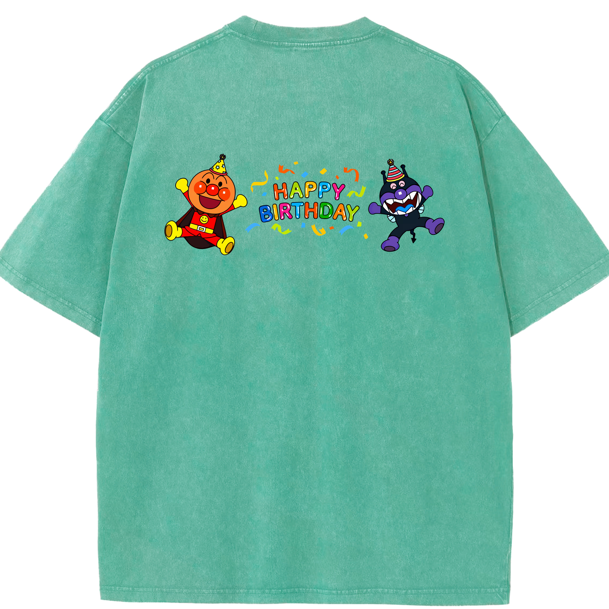 （画像用） アンパンマン Anpanman 綿100% ヴィンテージ風 半袖Tシャツ（背面プリント）